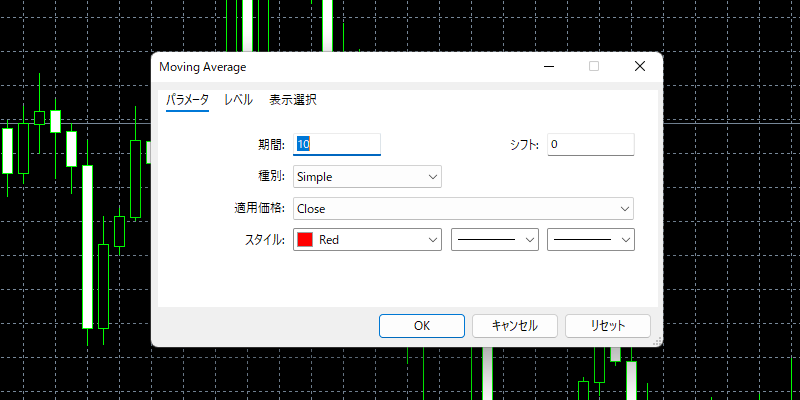 MT5の移動平均線の設定