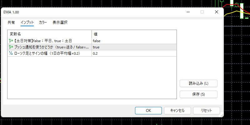 MT5のインプット