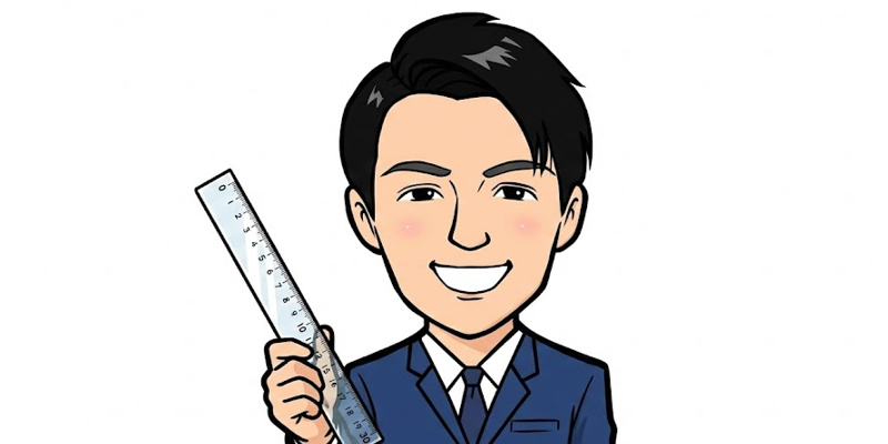 定規で計るイラスト